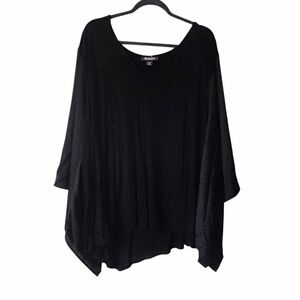 ROAMANS Satin Kimono Sleeve Top 18-20 Black Jersey Knit Tunic Womens Plus Size